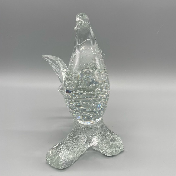 Dove bird on log clear blown glass open spread wings, controlled bubbles EUC - Picture 2 of 8